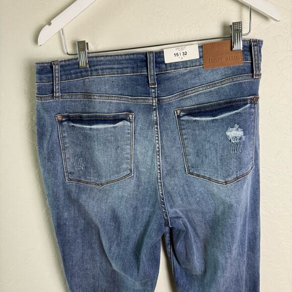 Judy Blue Cropped Boot Mid Rise Jean Raw Hem Distressed 15/32 NWT JB82589MD - Picture 7 of 14